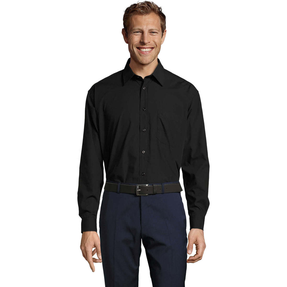 Odjeća Muškarci
 Košulje dugih rukava Sols BALTIMORE FASHION WORK-CAMISA HOMBRE POPELÍN MANGA LARGA Crna