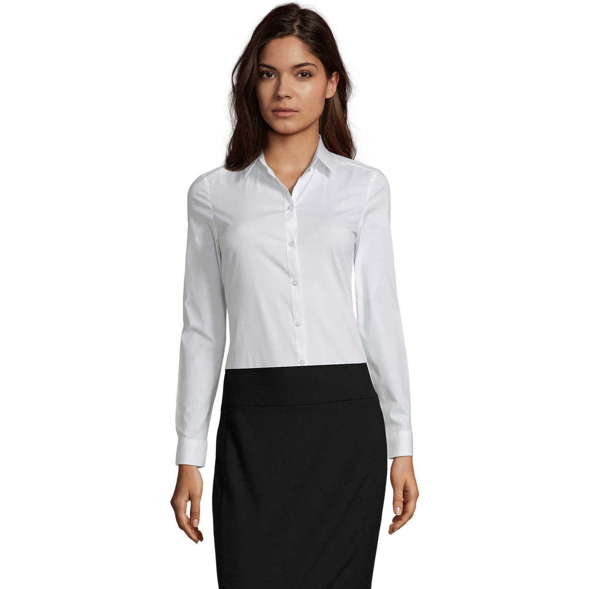 Odjeća Žene
 Košulje i bluze Sols BLAKE MODERN WOMENN-CAMISA STRETCH mujer  MANGA LARGA Bijela