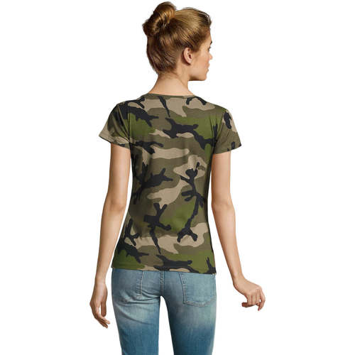 Sols CAMISETA camuflje  mujer CUELLO REDONDO de algodón Siva