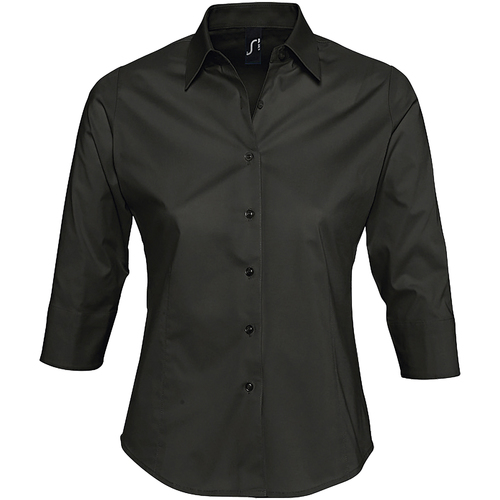 Sols EFFECT ELEGANT-CAMISA STRETCH MUJER MANGAS 3/4 de algodon Crna