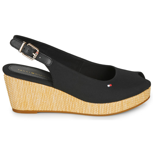 Tommy Hilfiger ICONIC ELBA SLING BACK WEDGE Crna