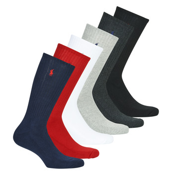 Donje rublje Visoke čarape Polo Ralph Lauren ASX110 6 PACK COTTON Crna / Crvena / Siva / Siva / Bijela