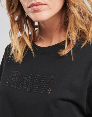 G-Star Raw BOXY FIT RAW EMBROIDERY TEE Crna