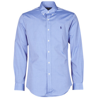 Odjeća Muškarci
 Košulje dugih rukava Polo Ralph Lauren CHEMISE AJUSTEE EN POPLINE DE COTON COL BOUTONNE  LOGO PONY PLAY Blue