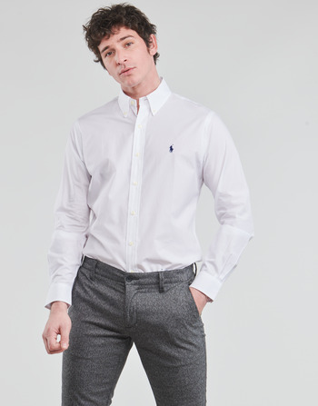 Odjeća Muškarci
 Košulje dugih rukava Polo Ralph Lauren CHEMISE AJUSTEE EN POPLINE DE COTON COL BOUTONNE  LOGO PONY PLAY Bijela