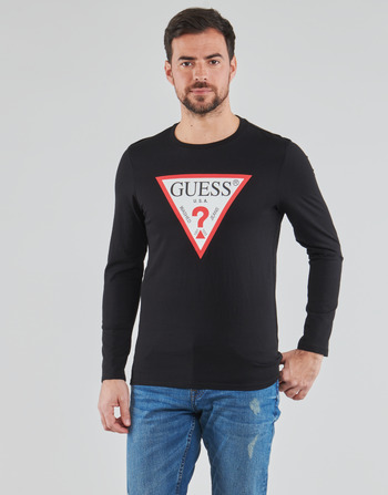 Odjeća Muškarci
 Majice dugih rukava Guess CN LS ORIGINAL LOGO TEE Crna