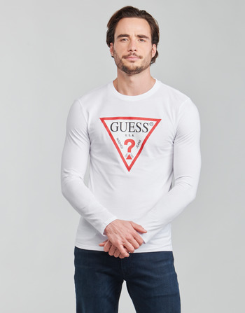 Odjeća Muškarci
 Majice dugih rukava Guess CN LS ORIGINAL LOGO TEE Bijela