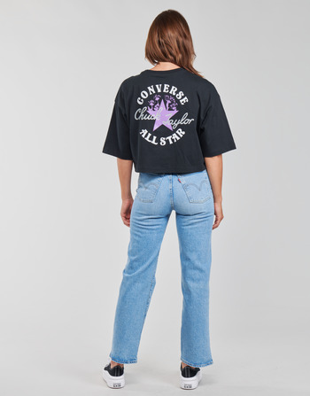 Converse CHUCK INSPIRED HYBRID FLOWER OVERSIZED CROPPED TEE Crna