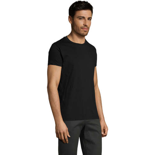 Sols Camiseta IMPERIAL FIT color Negro-100% algodón semi-peinado Crna