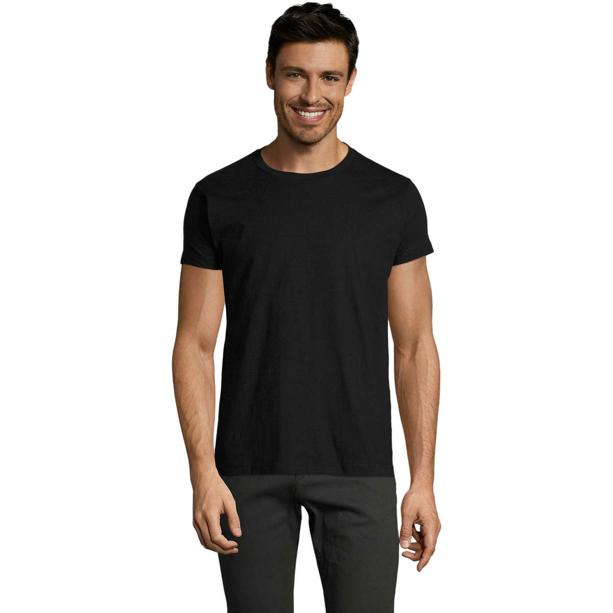 Odjeća Muškarci
 Majice kratkih rukava Sols Camiseta IMPERIAL FIT color Negro-100% algodón semi-peinado Crna