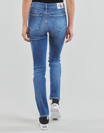 Calvin Klein Jeans HIGH RISE SLIM Plava / Svijetla