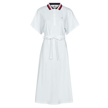 Odjeća Žene
 Kratke haljine Tommy Hilfiger GBL STP FLARE MIDI POLO DRESS SS Bijela