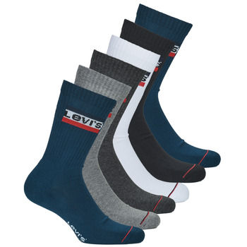Modni dodaci Sportske čarape Levi's REGULAR CUT SPORT LOGO X6 Plava / Bijela / Siva / Crna