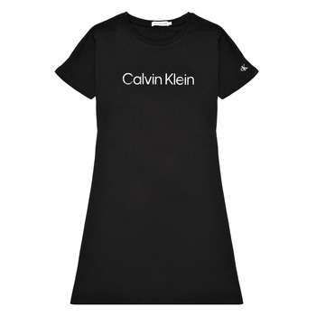 Odjeća Djevojčica Kratke haljine Calvin Klein Jeans INSTITUTIONAL SILVER LOGO T-SHIRT DRESS Crna