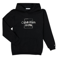 Odjeća Djevojčica Sportske majice Calvin Klein Jeans METALLIC BOX LOGO RELAXED HOODIE Crna