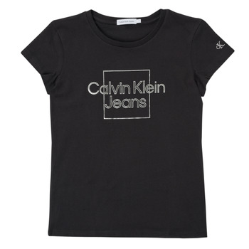 Odjeća Djevojčica Majice kratkih rukava Calvin Klein Jeans METALLIC BOX SLIM FIT T-SHIRT Crna