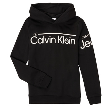 Odjeća Dječak
 Sportske majice Calvin Klein Jeans INSTITUTIONAL LINED LOGO HOODIE Crna