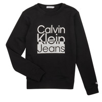 Odjeća Dječak
 Sportske majice Calvin Klein Jeans BOX LOGO SWEATSHIRT Crna