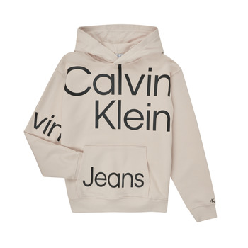 Odjeća Dječak
 Sportske majice Calvin Klein Jeans BOLD INSTITUTIONAL LOGO HOODIE Bijela