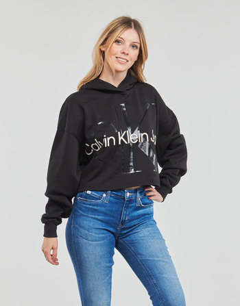 Odjeća Žene
 Sportske majice Calvin Klein Jeans GLOSSY MONOGRAM HOODIE Crna
