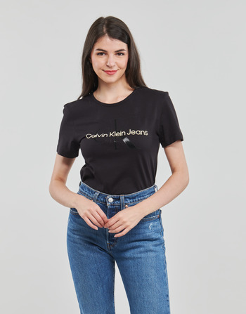 Odjeća Žene
 Majice kratkih rukava Calvin Klein Jeans GLOSSY MONOGRAM SLIM TEE Crna