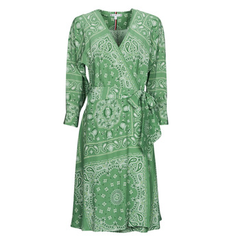 Odjeća Žene
 Kratke haljine Tommy Hilfiger BANDANA WRAP KNEE DRESS 3/4 SLV Zelena