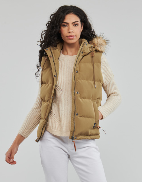 Superdry VINTAGE EVEREST FAUX FUR GILET Boja pijeska