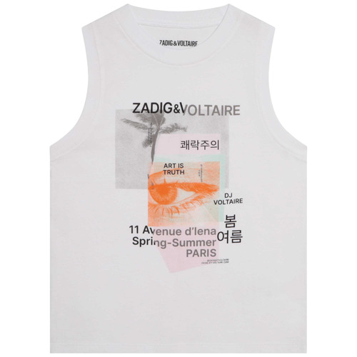 Odjeća Djevojčica Majice s naramenicama i majice bez rukava Zadig & Voltaire X15378-10P-C Bijela