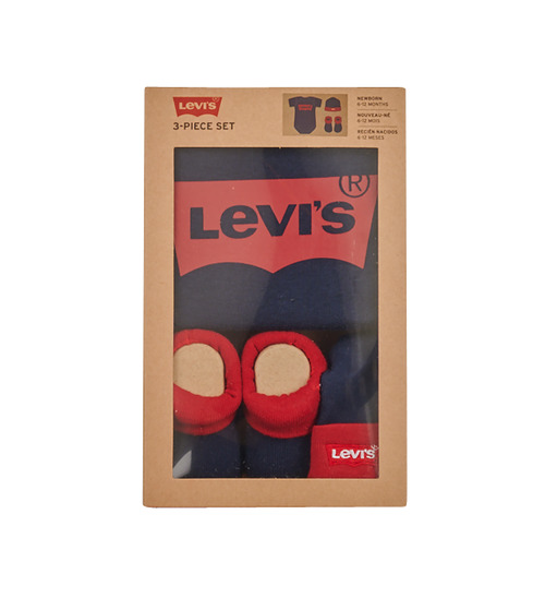 Levi's LHN BATWING ONESIE HAT BOOTIE Tamno plava   / Crvena