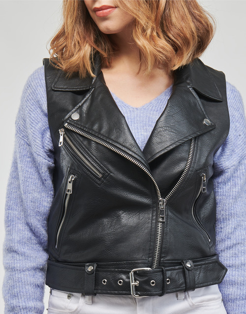Only ONLVERA FAUX LEATHER WAISTCOAT Crna