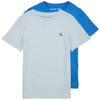 Odjeća Dječak
 Majice kratkih rukava Calvin Klein Jeans PACK MONOGRAM TOP X2 Plava / Plava