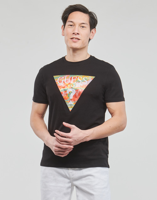 Guess SS BSC ABSTRACT TRI LOGO TEE Crna