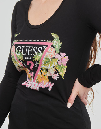 Guess LS SN TRIANGLE FLOWERS TEE Crna