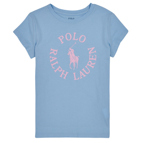 Odjeća Djevojčica Majice kratkih rukava Polo Ralph Lauren SS GRAPHIC T-KNIT SHIRTS-T-SHIRT Plava / Nebesko plava / Ružičasta