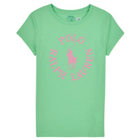 Odjeća Djevojčica Majice kratkih rukava Polo Ralph Lauren SS GRAPHIC T-KNIT SHIRTS-T-SHIRT Zelena / Ružičasta