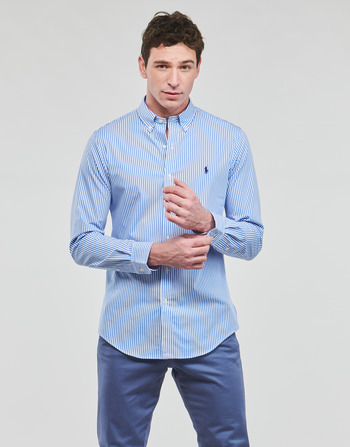 Odjeća Muškarci
 Košulje dugih rukava Polo Ralph Lauren CHEMISE AJUSTEE SLIM FIT EN POPELINE RAYE Blue / Bijela / Světlá / Plava / Bijela