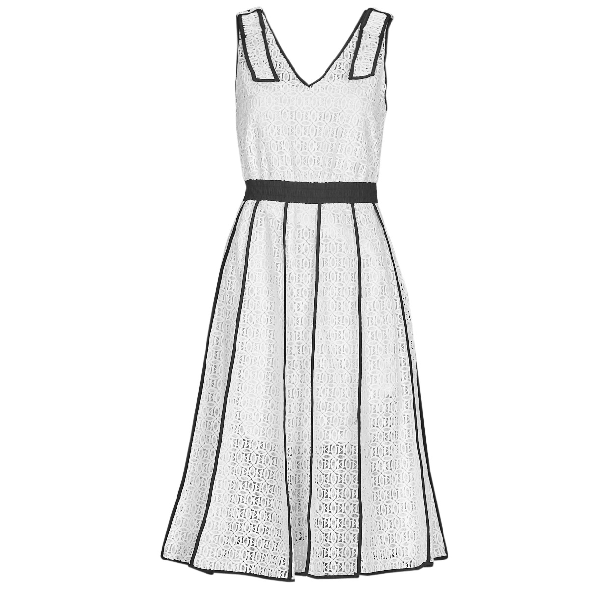 Odjeća Žene
 Kratke haljine Karl Lagerfeld KL EMBROIDERED LACE DRESS Bijela / Crna