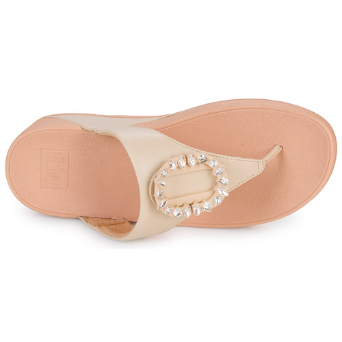 FitFlop LULU CRYSTAL-CIRCLET LEATHER TOE-POST SANDALS Bijela / Ružičasta