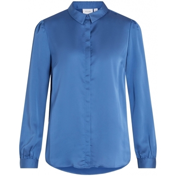 Odjeća Žene
 Topovi i bluze Vila Camisa Ellette Satin L/S - Federal Blue Plava
