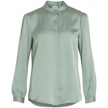 Odjeća Žene
 Topovi i bluze Vila Shirt Ellette Satin L/S - Green/Milieu Zelena