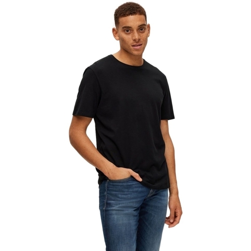 Odjeća Muškarci
 Majice / Polo majice Selected Noos Pan Linen T-Shirt - Black Crna