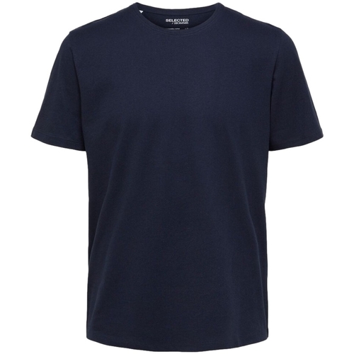 Odjeća Muškarci
 Majice / Polo majice Selected Noos Pan Linen T-Shirt - Navy Blazer Plava