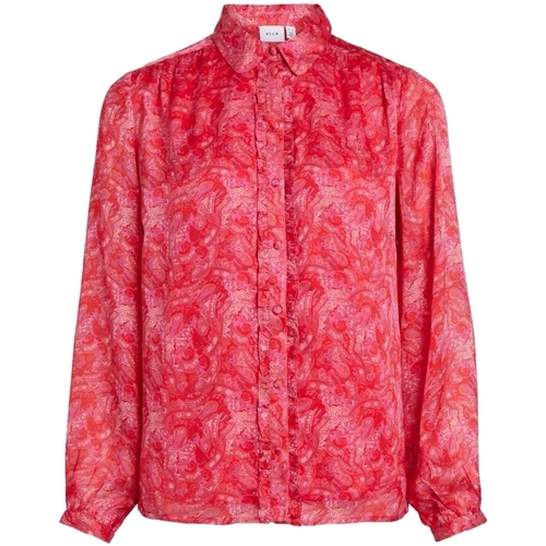 Odjeća Žene
 Topovi i bluze Vila Shirt Layla Vie L/S - Pink Yarrow Crvena