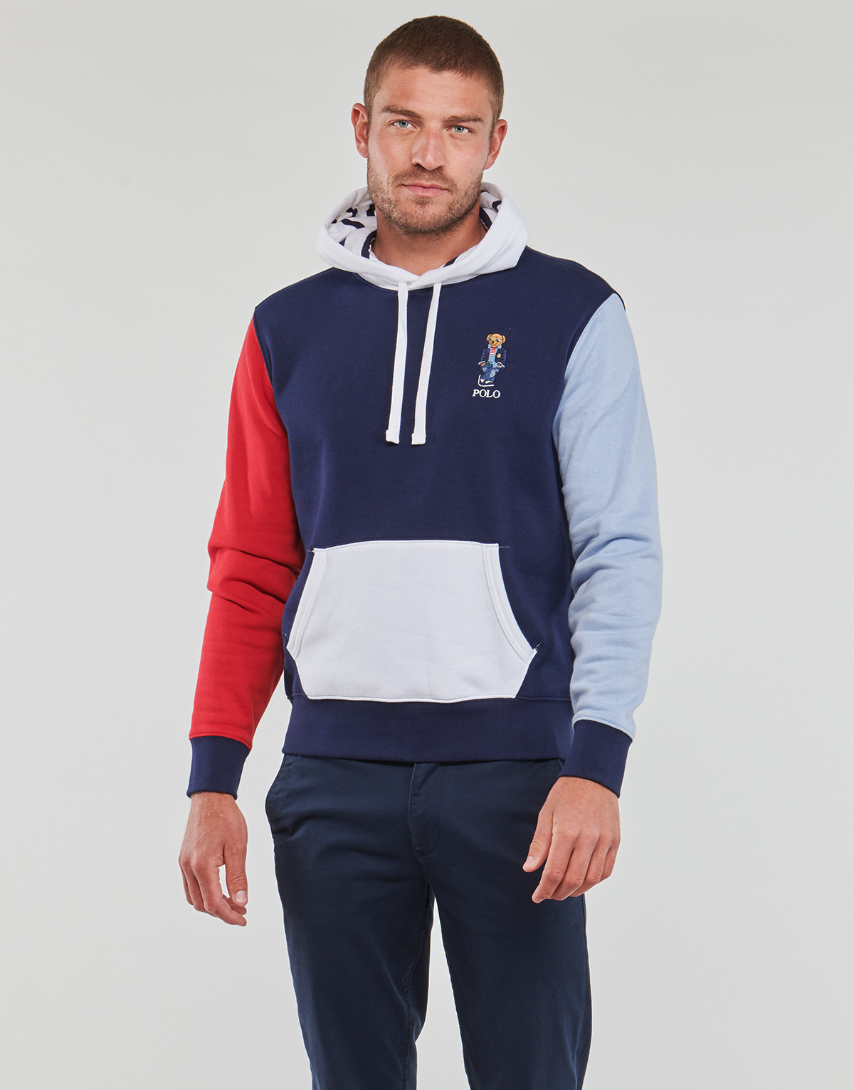 Odjeća Muškarci
 Sportske majice Polo Ralph Lauren SWEATSHIRT CAPUCHE COLORBLOCK BEAR BRODé Crvena / Plava / Bijela