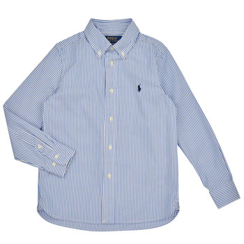 Odjeća Dječak
 Košulje dugih rukava Polo Ralph Lauren SLIM FIT-TOPS-SHIRT Plava / Bijela
