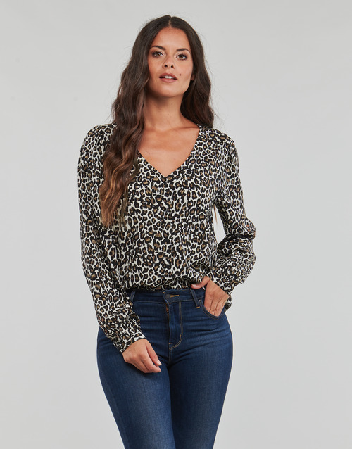 Vero Moda VNMNAJA LS V NECK PLEAT SHIRT Bež