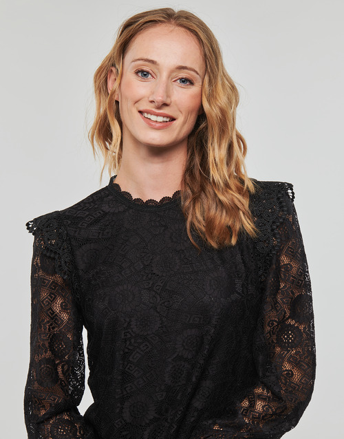 Pieces PCOLLINE LS LACE TOP NOOS BC Crna