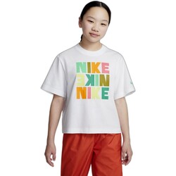 Odjeća Djevojčica Majice kratkih rukava Nike CAMISETA NIA  BOXY PRINT DZ3579 Bijela