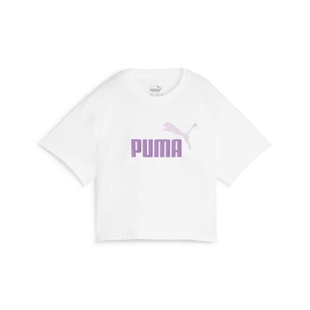 Odjeća Djevojčica Majice kratkih rukava Puma GRILS LOGO CROPPED TEE Bijela