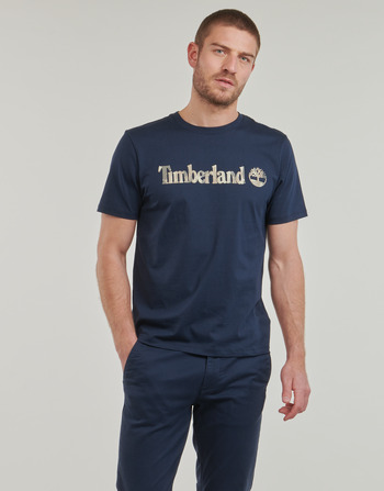 Timberland Camo Linear Logo Short Sleeve Tee Plava